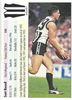 1993 Select AFL #145 Scott Russell Back